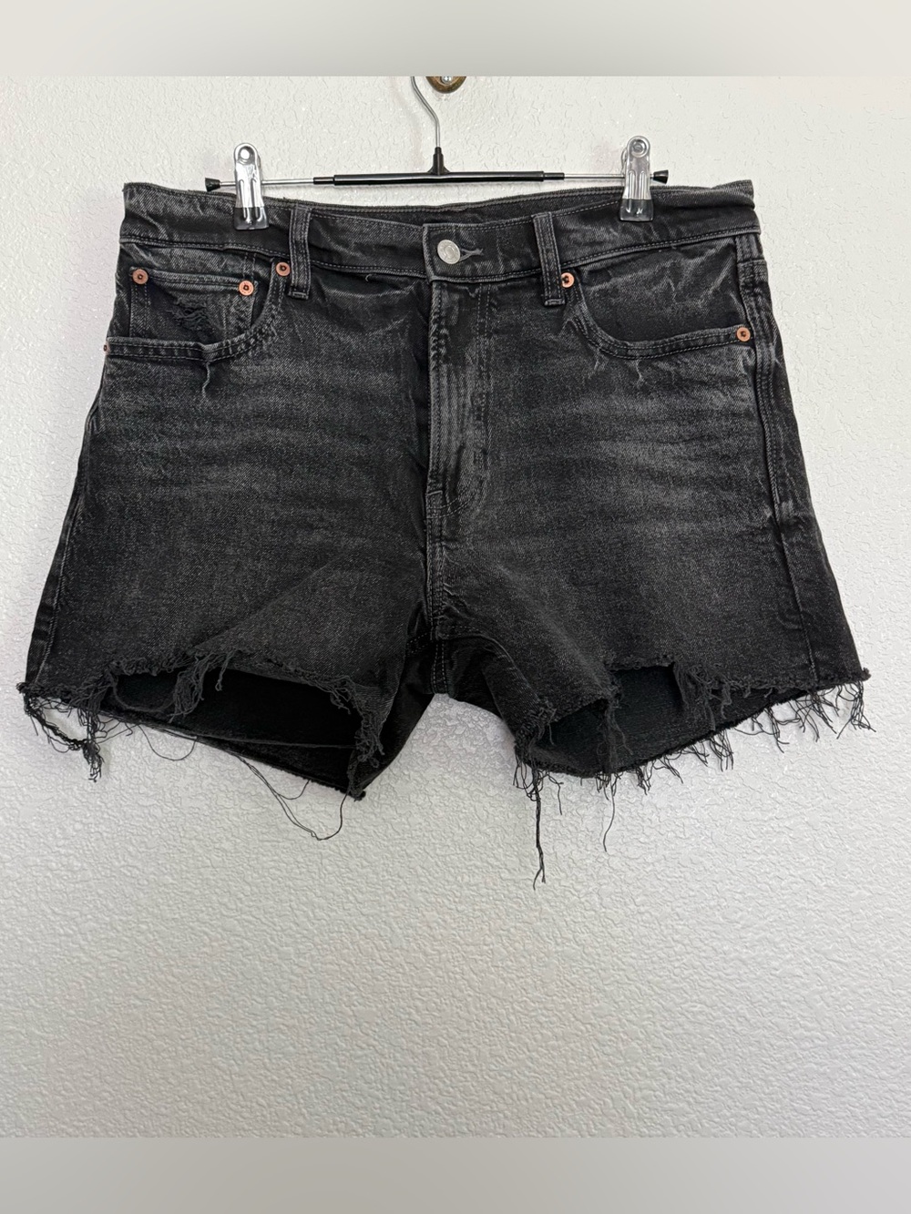 American Eagle Ex Boyfriend Distressed Shorts in Black 6